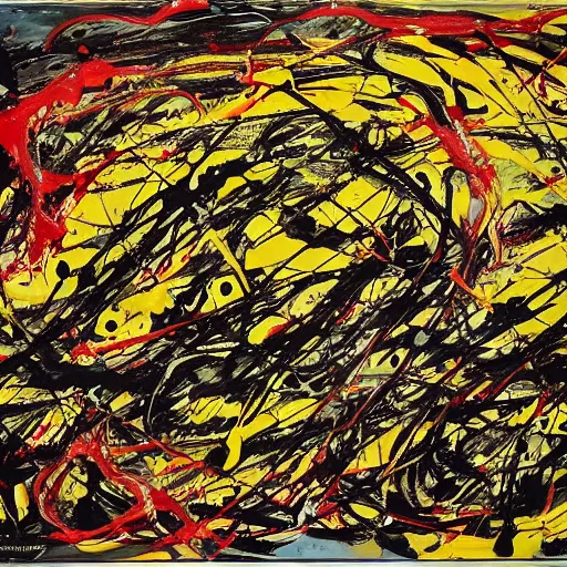 StableDiffusion image with drips on a canvas that make no logical sense.