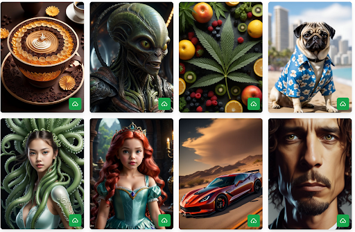 A grid of stablediffusion-generated images with a distinctive visual style.