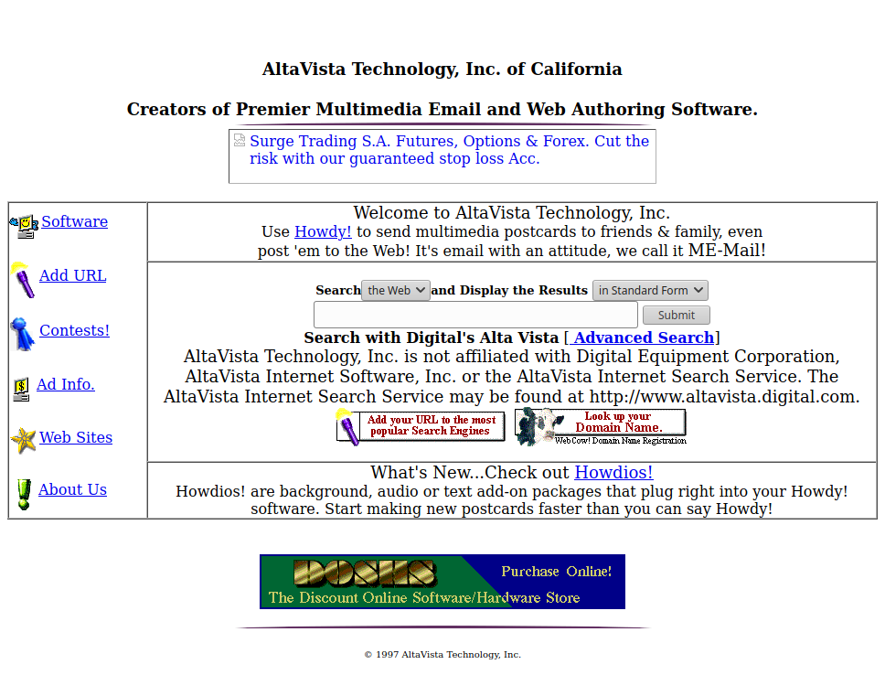 AltaVista.com in 1997 via the Internet Archive